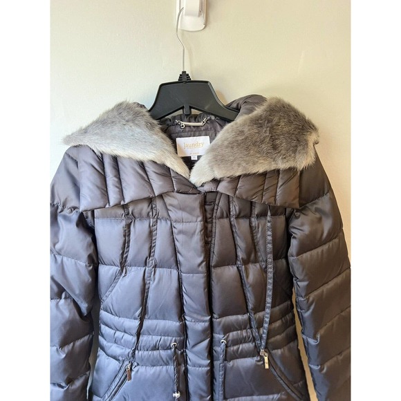 Laundry Shelli Segal Grey Zip Up Quilted Down Feather Puffer Coat Women XS NWOT - Picture 9 of 11